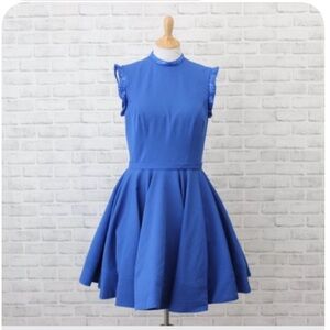 Ieena for Mac Duggal Sleeveless Fit & Flare Cocktail Dress Blue 12 Keyhole Back